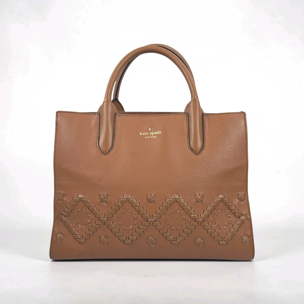 Kate Spade New York Flynn Street Meriwether Lg Satchel Bag Warm Cognac Leather